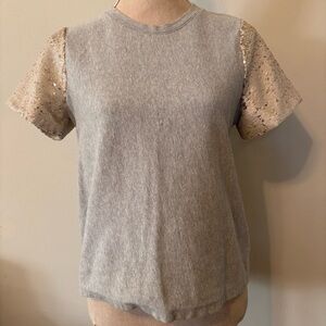 A New Day Target Gray Shirt Sequin Sleeve Small